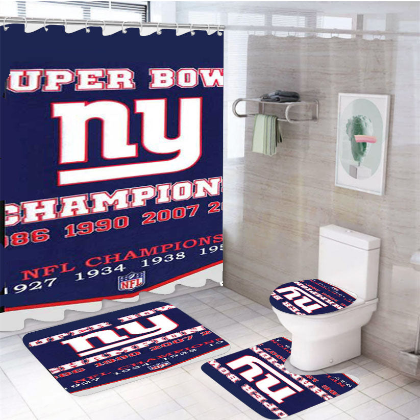 New York Giants Super Bowl Banner 4Pcs Bathroom Set Shower Curtain