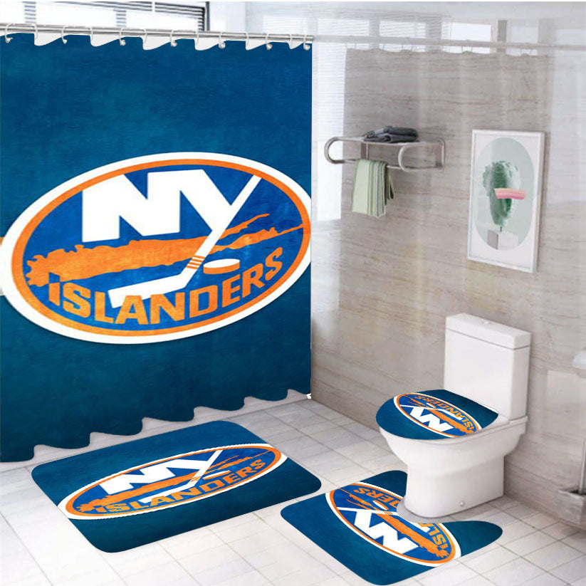 New York Islanders 4Pcs Bathroom Set Shower Curtain