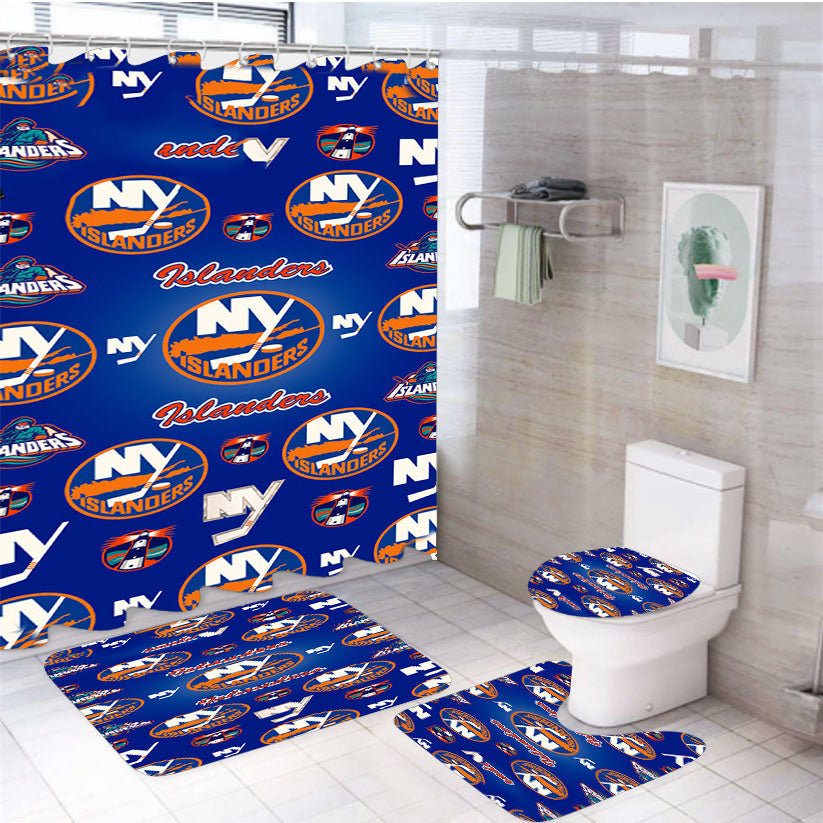 New York Islanders Symbols 1 4Pcs Bathroom Set Shower Curtain