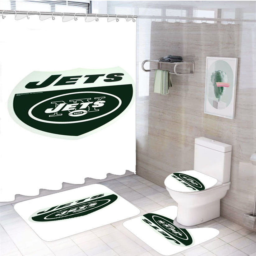 New York Jets Football Logo 4Pcs Bathroom Set Shower Curtain