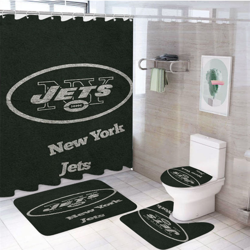 New York Jets Logo 4Pcs Bathroom Set Shower Curtain