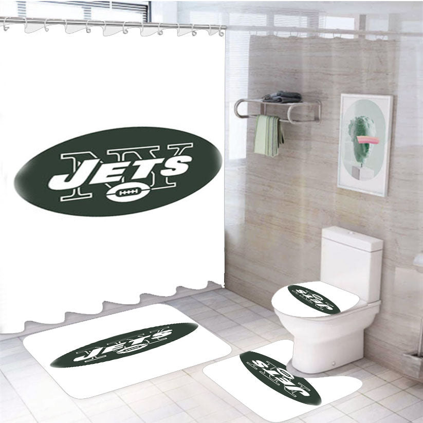 New York Jets Logo Sports 4Pcs Bathroom Set Shower Curtain
