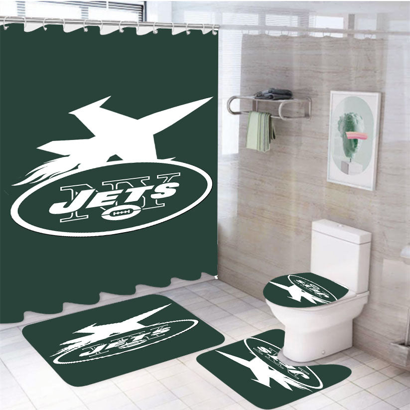 New York Jets New Jets Helmet 4Pcs Bathroom Set Shower Curtain