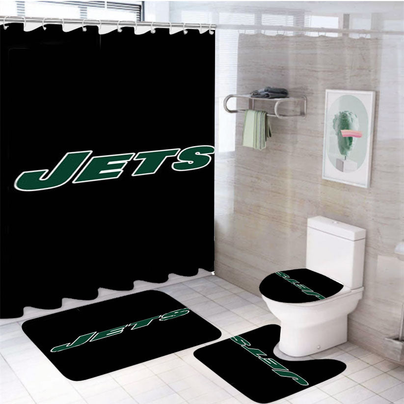 New York Jets Nfl Football 4Pcs Bathroom Set Shower Curtain