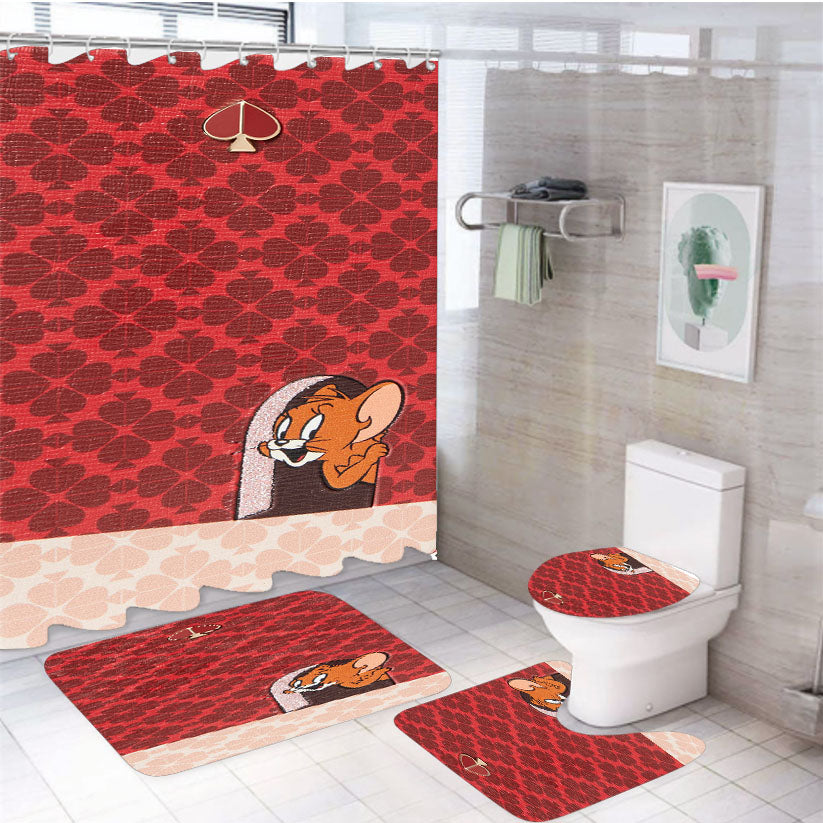 New York Kate Spade X Tom And Jerry 4Pcs Bathroom Set Shower Curtain