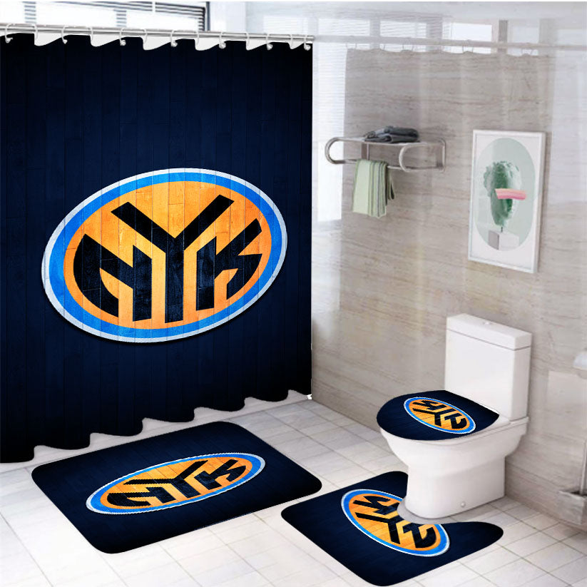 New York Knicks Hardwood 4Pcs Bathroom Set Shower Curtain