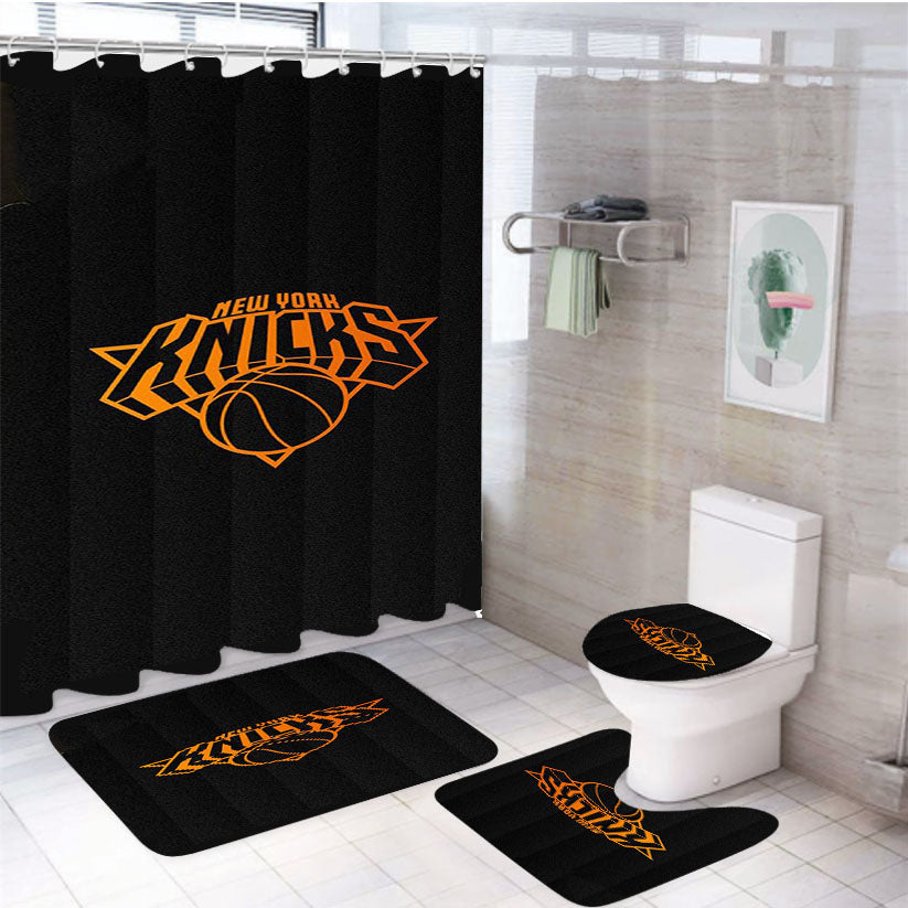 New York Knicks Logo Basketball 4Pcs Bathroom Set Shower Curtain