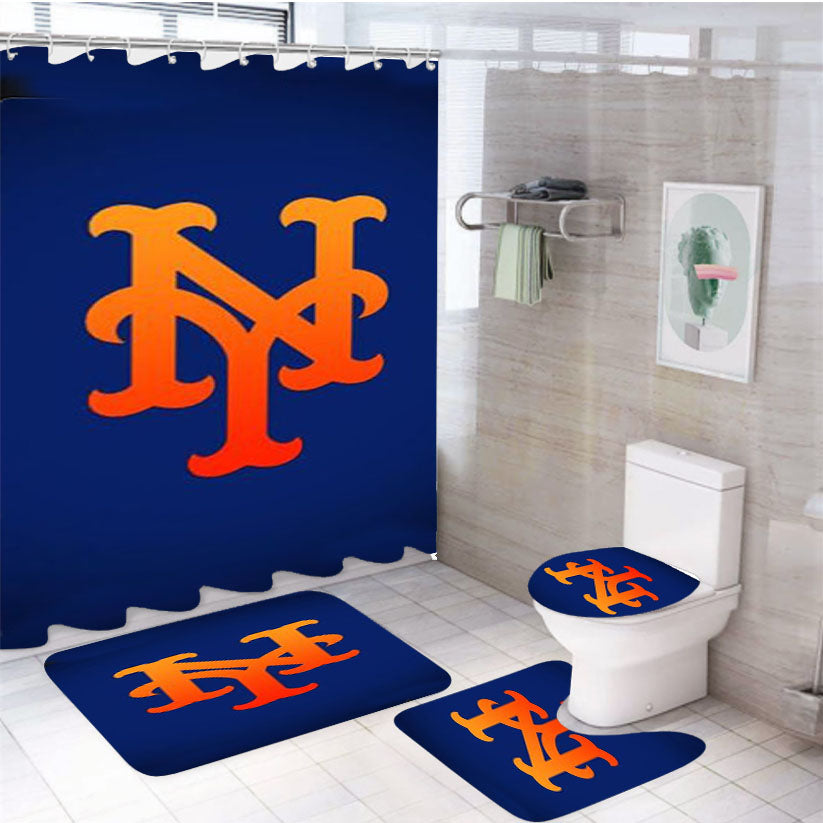 New York Mets Art 4Pcs Bathroom Set Shower Curtain