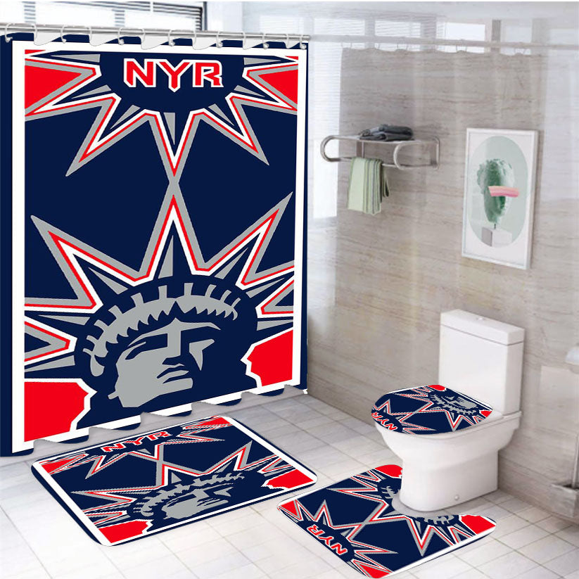 New York Rangers 3 4Pcs Bathroom Set Shower Curtain
