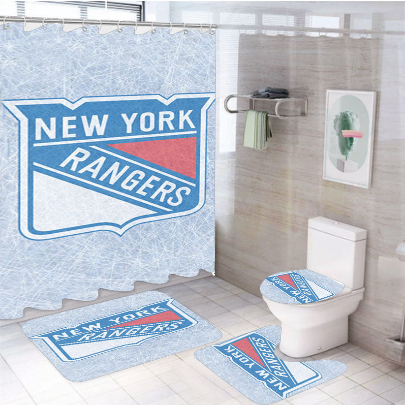 New York Rangers Art 4Pcs Bathroom Set Shower Curtain