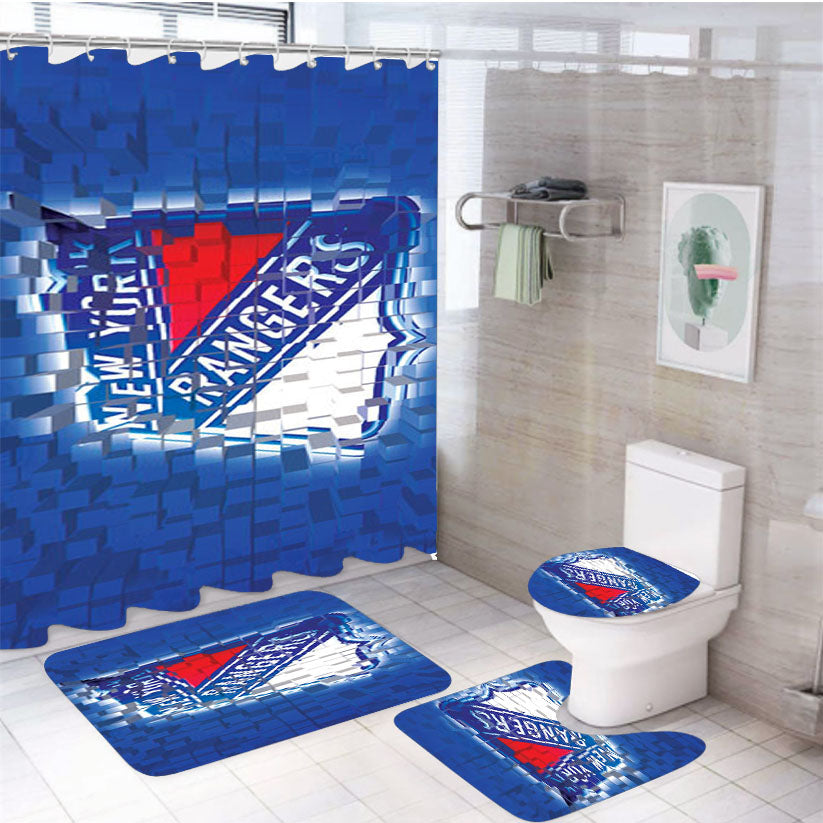 New York Rangers D 4Pcs Bathroom Set Shower Curtain