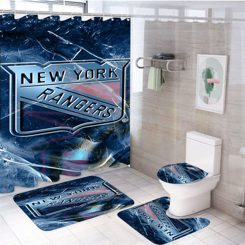New York Rangers Nhl Symbol 4Pcs Bathroom Set Shower Curtain