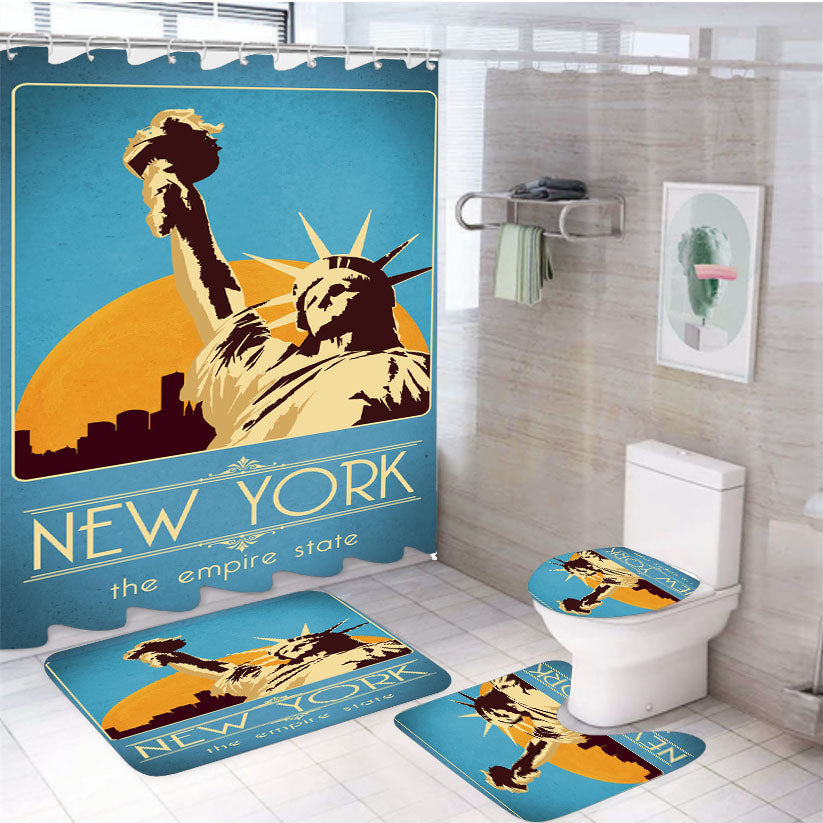 New York The Empire State 4Pcs Bathroom Set Shower Curtain