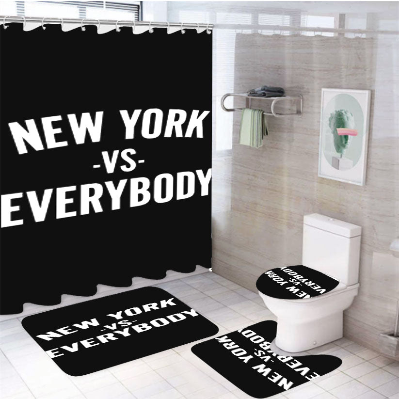 New York Vs. Everybody 4Pcs Bathroom Set Shower Curtain