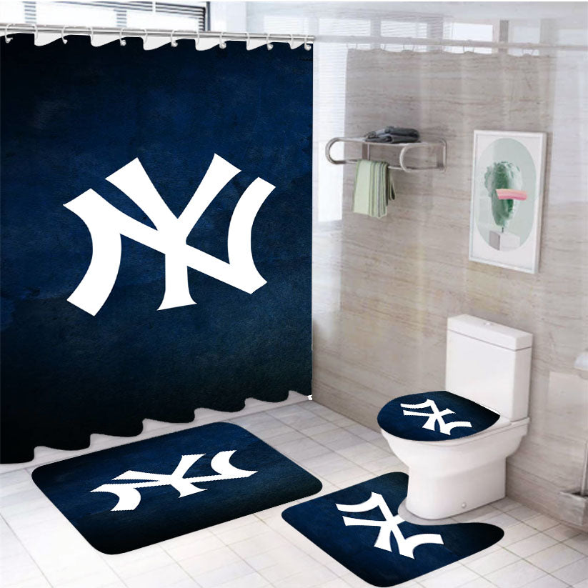 New York Yankees 4Pcs Bathroom Set Shower Curtain
