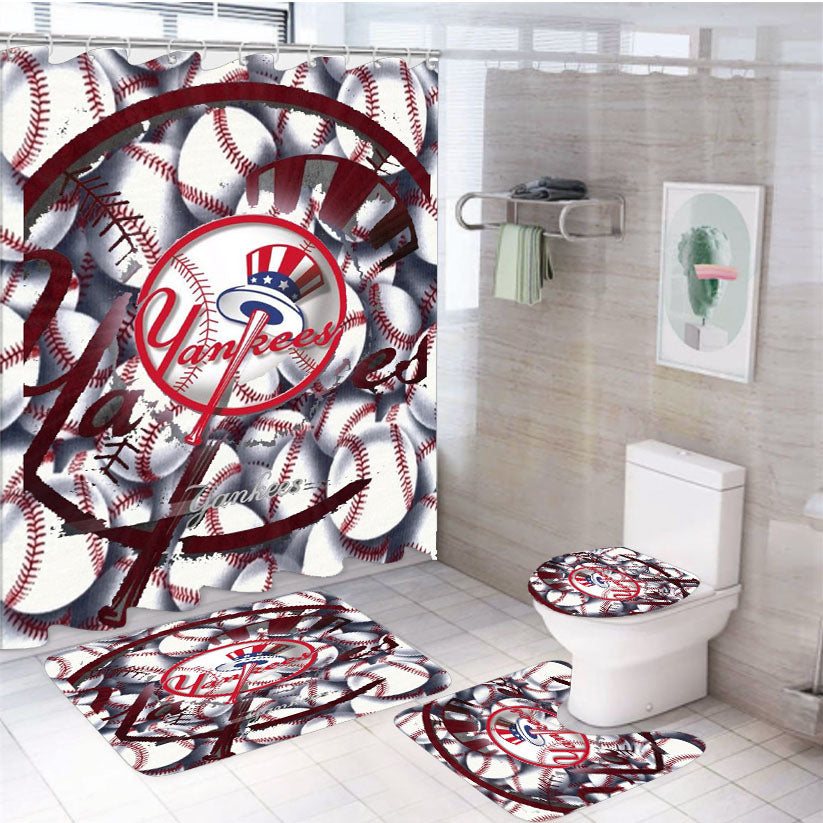 New York Yankees 4 4Pcs Bathroom Set Shower Curtain