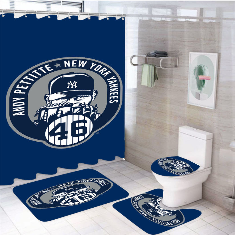 New York Yankees Andy Pettitte 4Pcs Bathroom Set Shower Curtain