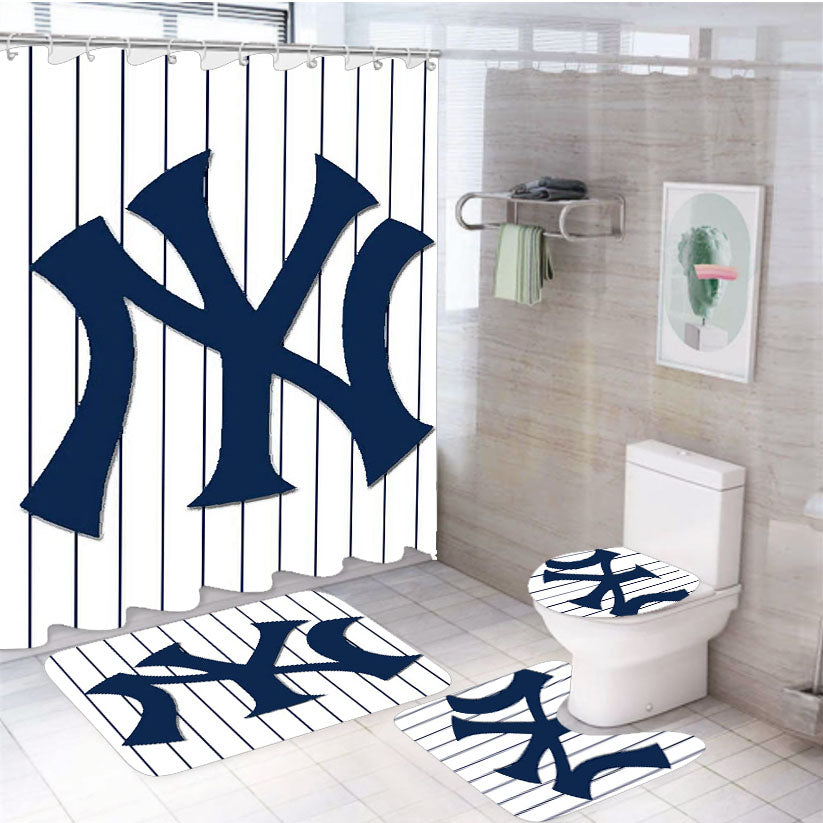 New York Yankees Baseball Jersey 4Pcs Bathroom Set Shower Curtain