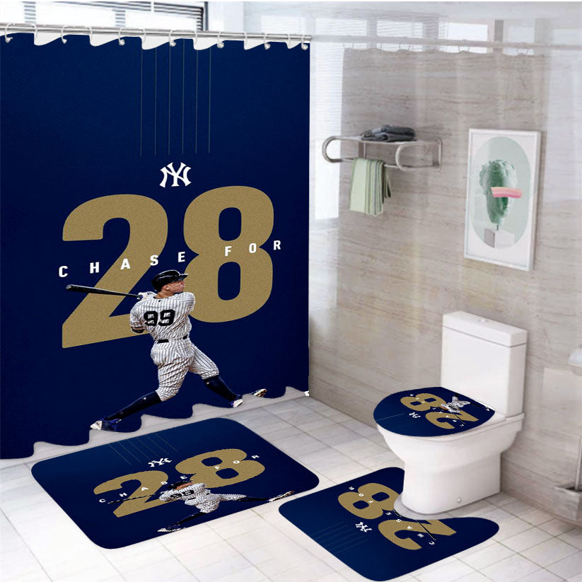 New York Yankees Chase For 28 4Pcs Bathroom Set Shower Curtain