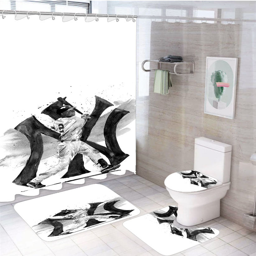 New York Yankees Drawings 4Pcs Bathroom Set Shower Curtain