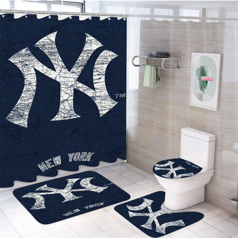 New York Yankees Emblem 4Pcs Bathroom Set Shower Curtain