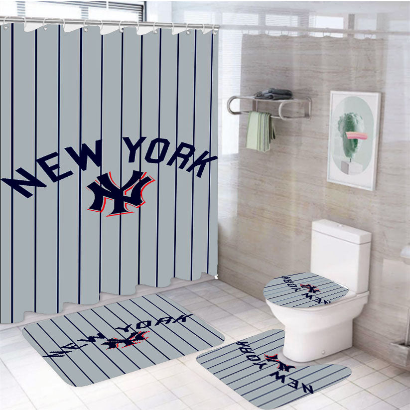 New York Yankees Jersey 4Pcs Bathroom Set Shower Curtain