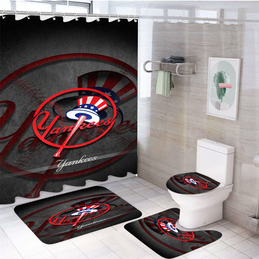 New York Yankees Logo Art 4Pcs Bathroom Set Shower Curtain