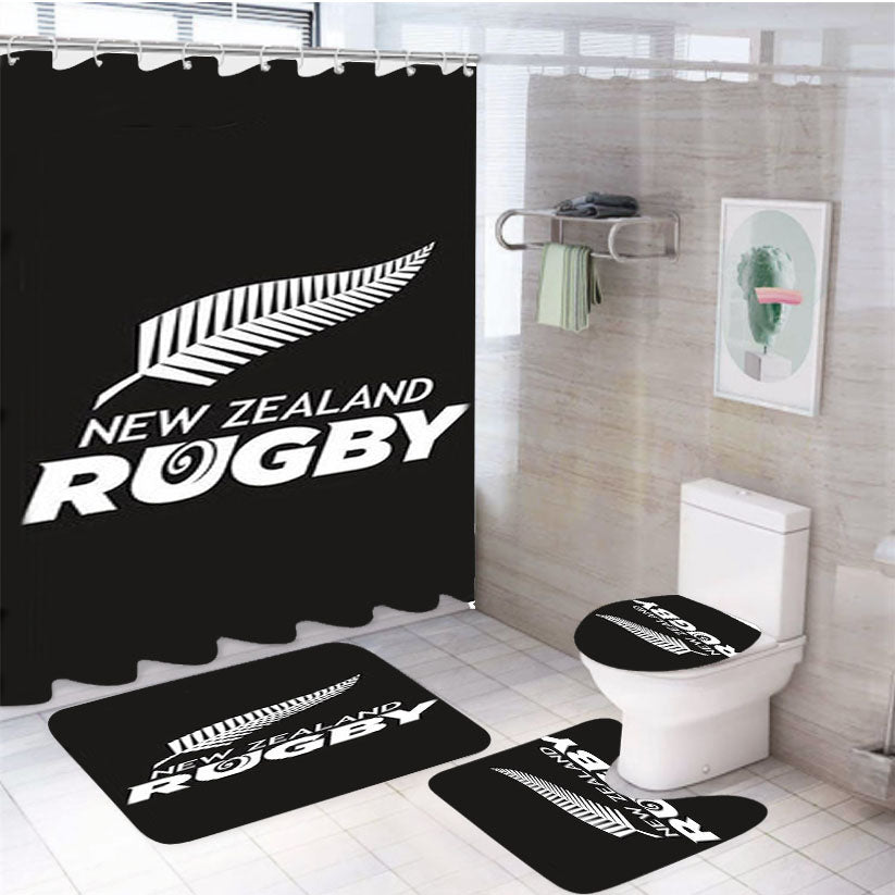 New Zaeland Rugby 4Pcs Bathroom Set Shower Curtain