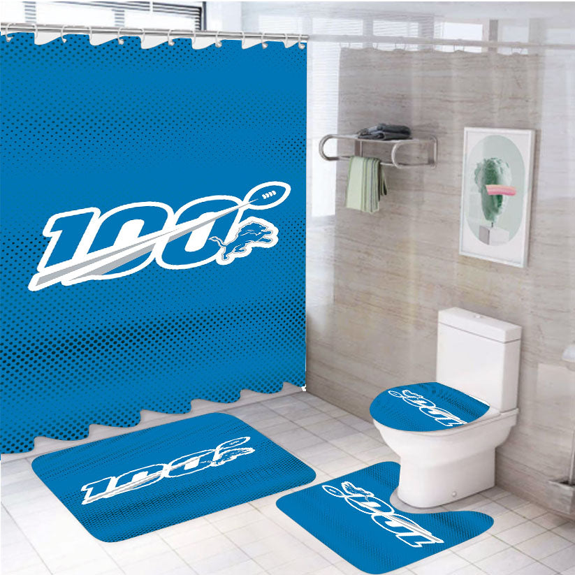 Nfl 100Th Detroit Lions Wallpapers 4Pcs Bathroom Set Shower Curtain