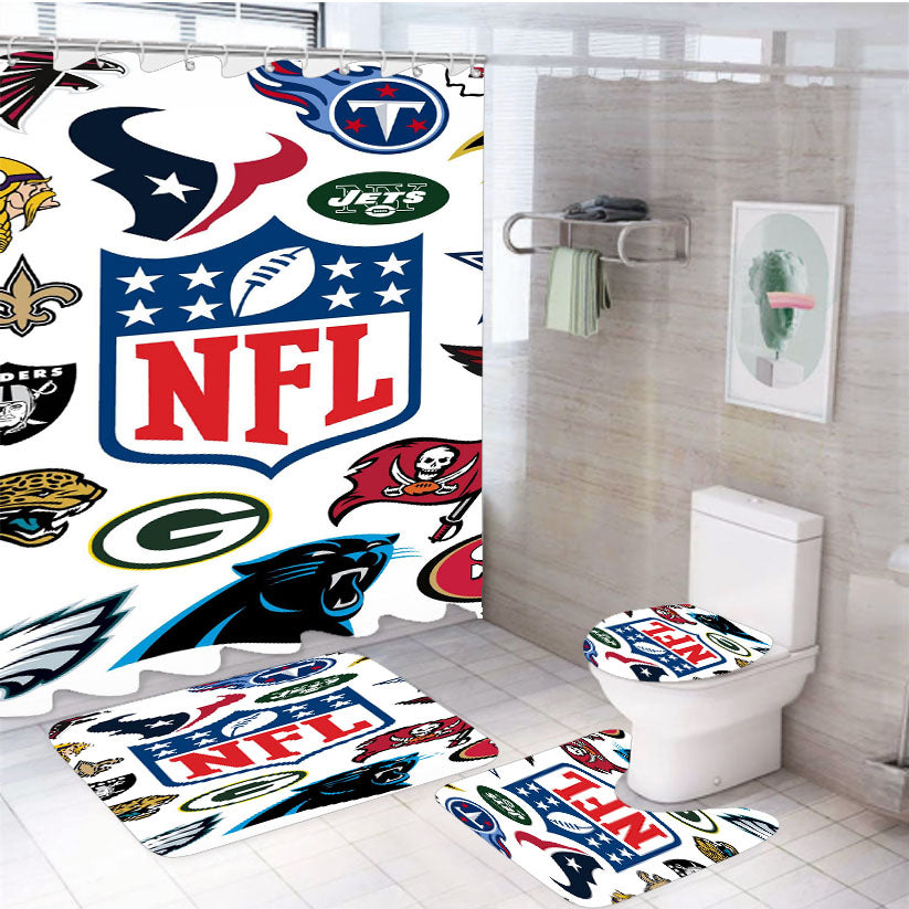 Nfl All Team America Football 4Pcs Bathroom Set Shower Curtain