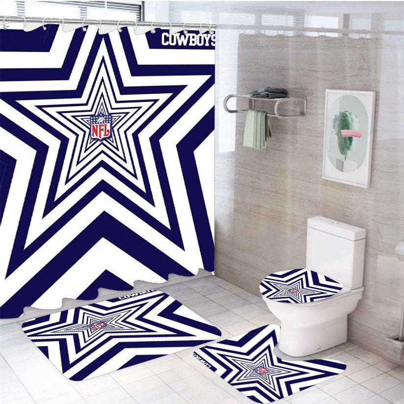 Nfl Dallas Cowboys Star 4Pcs Bathroom Set Shower Curtain