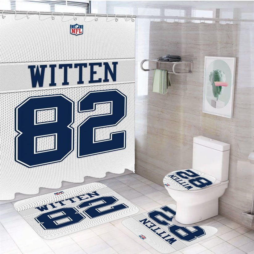 Nfl Jason Witten 82 Dallas Cowboys Jersey 4Pcs Bathroom Set Shower Curtain