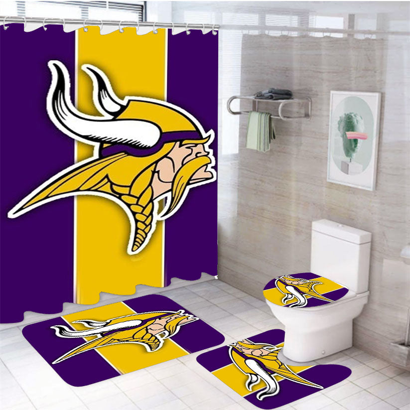 Nfl Minnesota Vikings Football F 4Pcs Bathroom Set Shower Curtain