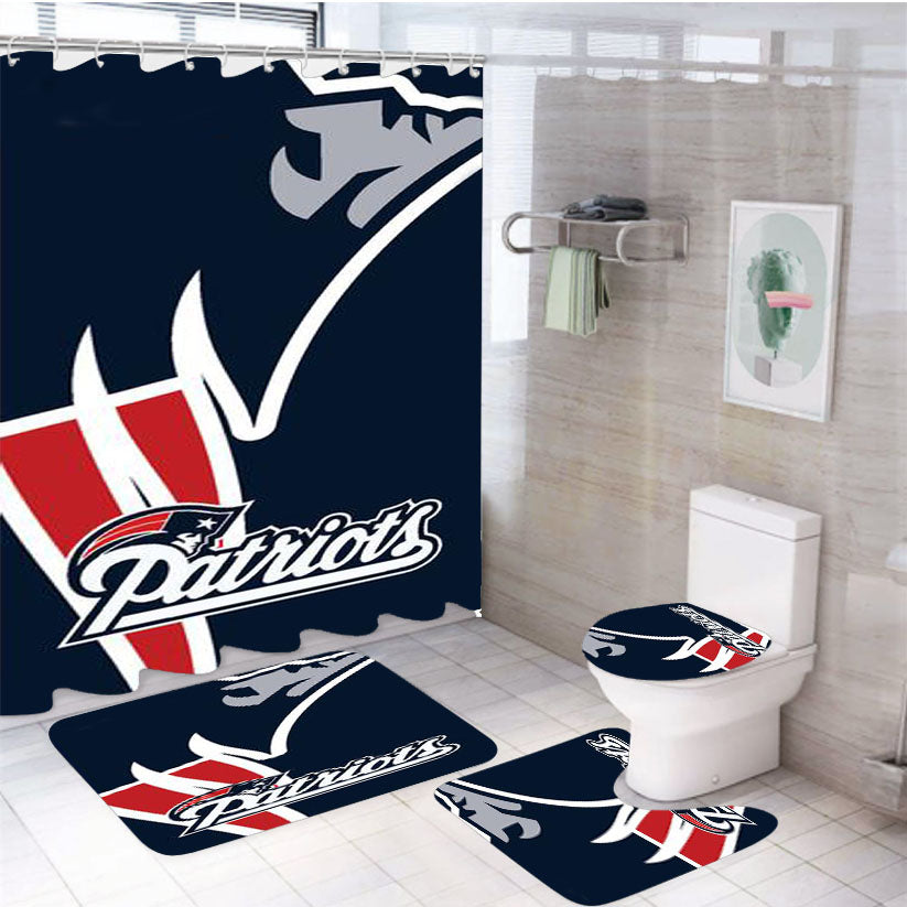 Nfl New England Patriots Logo 4Pcs Bathroom Set Shower Curtain