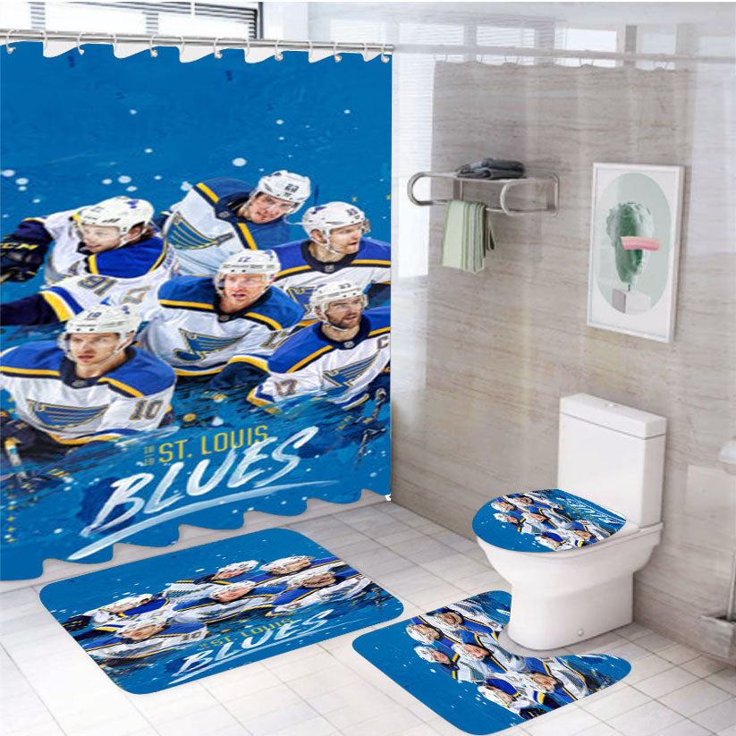 Nhl St Louis Blues 4Pcs Bathroom Set Shower Curtain