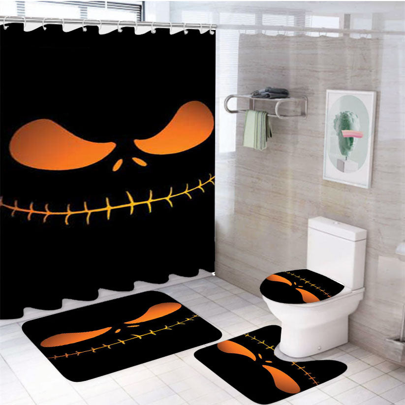 Nightmare Before Christmas Jack Face Glow 4Pcs Bathroom Set Shower Curtain