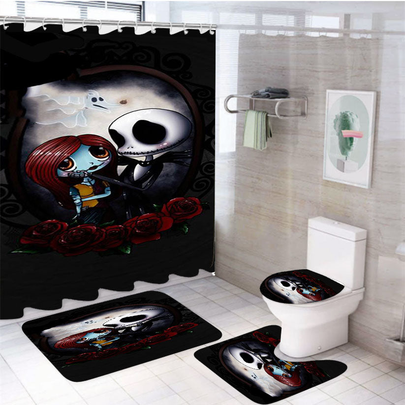 Nightmare Before Christmas Kawaii 4Pcs Bathroom Set Shower Curtain