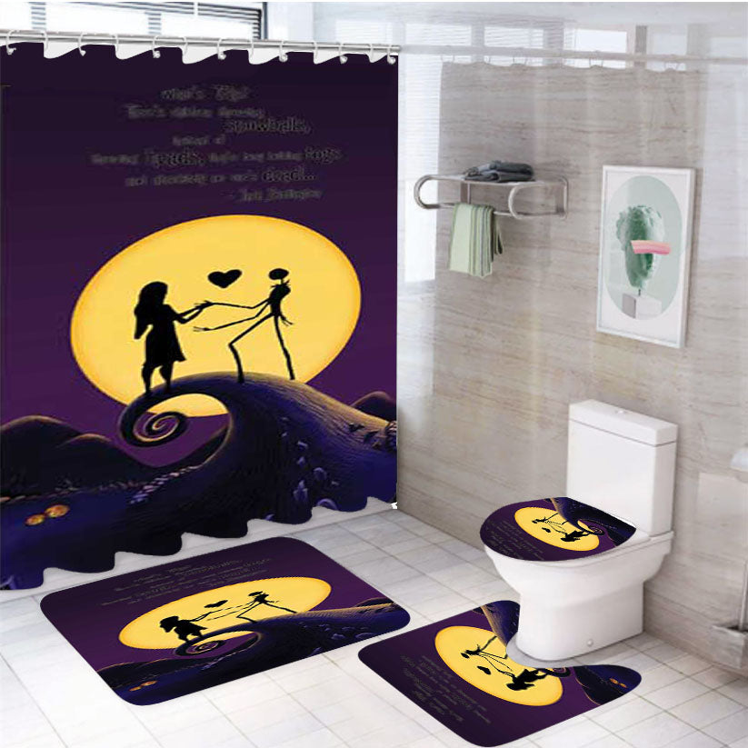 Nightmare Before Christmas Whats This 4Pcs Bathroom Set Shower Curtain