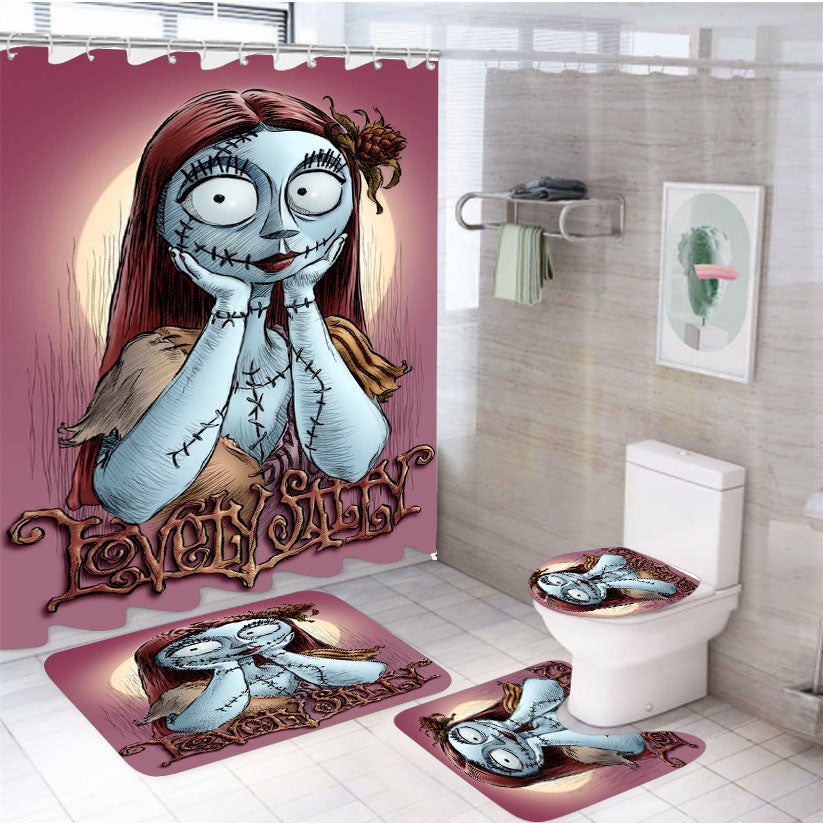 Nightmare Sally Before Christmas 4Pcs Bathroom Set Shower Curtain