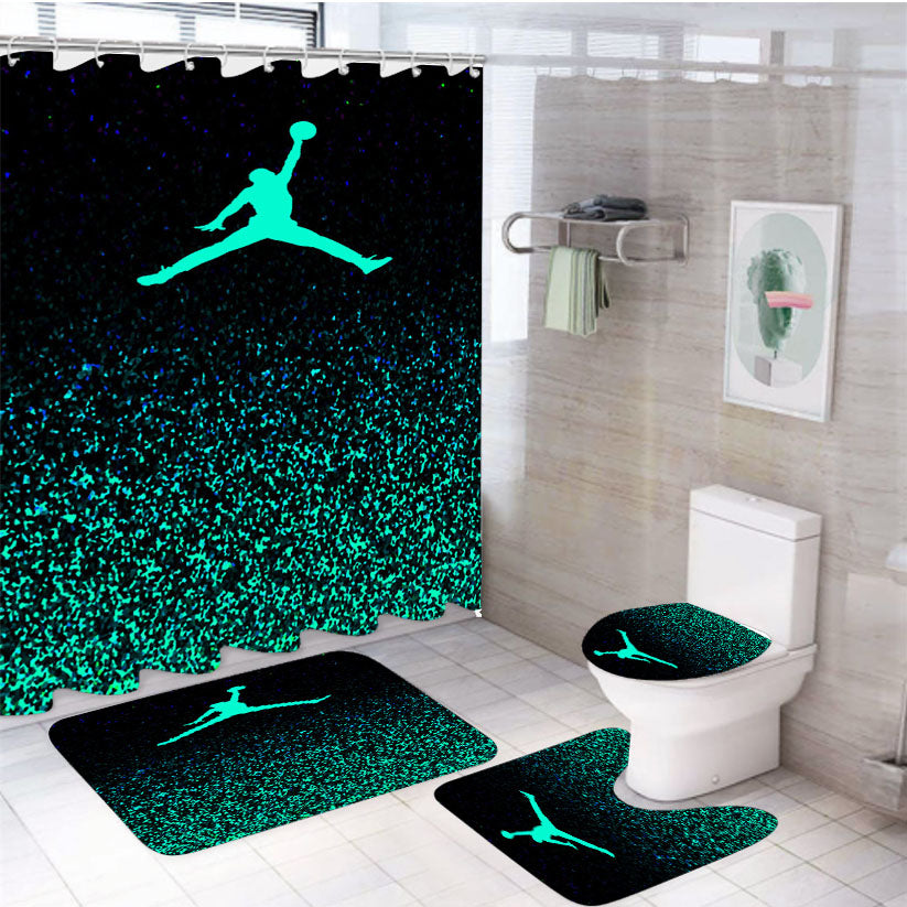 Nike Air Jordan Jump Mint Glitter 4Pcs Bathroom Set Shower Curtain