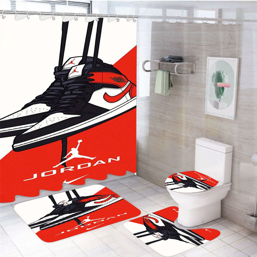 Nike Air Jordan Sneakers 4Pcs Bathroom Set Shower Curtain