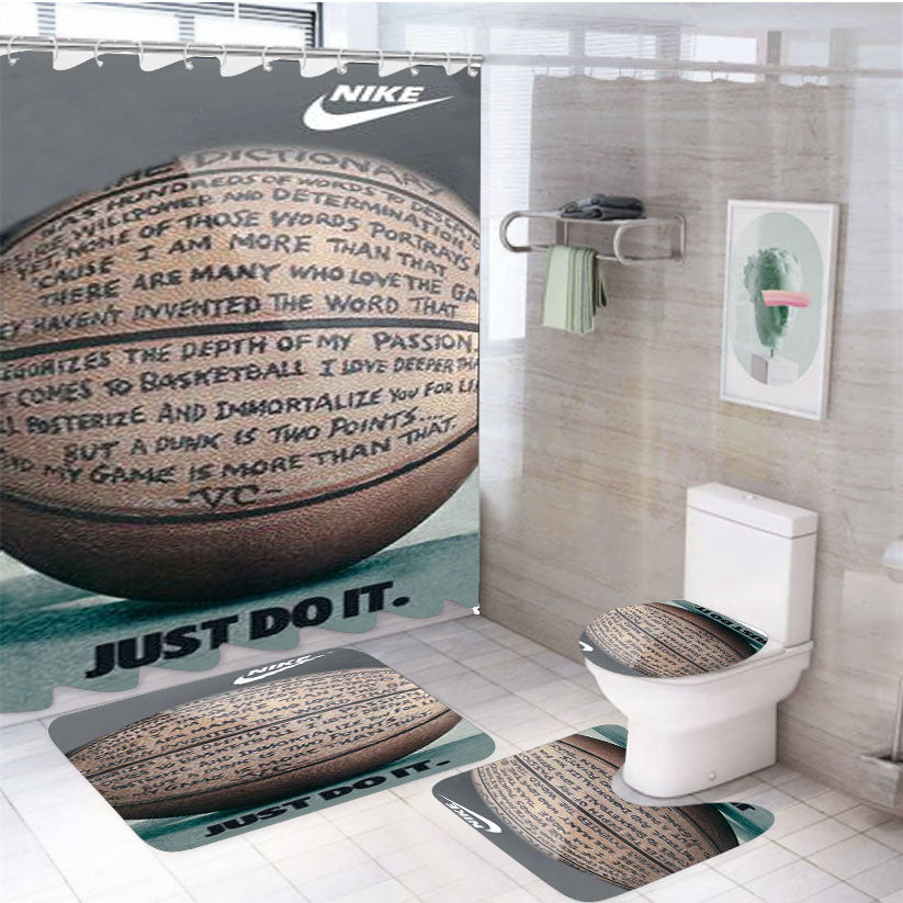 Nike Basketball Just Do It And Passion 4Pcs Bathroom Set Shower Curtain