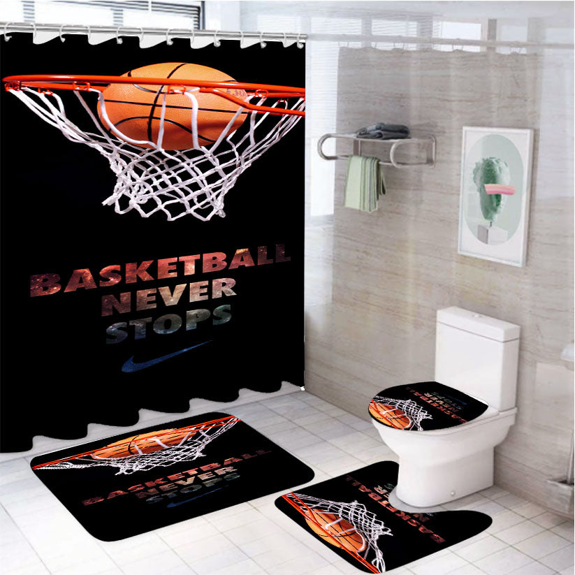 Nike Basketball Never Stop 4Pcs Bathroom Set Shower Curtain