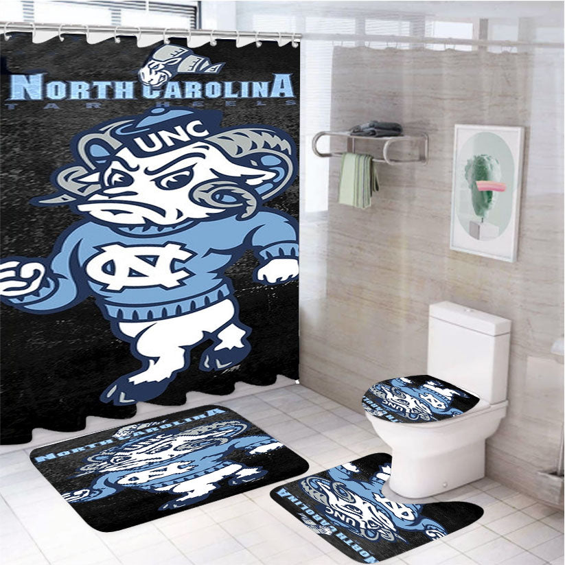 North Carolina Tar Heels New 4Pcs Bathroom Set Shower Curtain