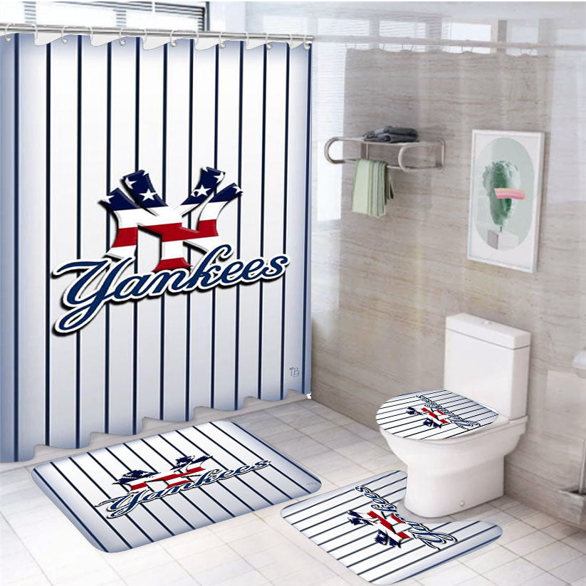 Ny New York Yankees 4Pcs Bathroom Set Shower Curtain