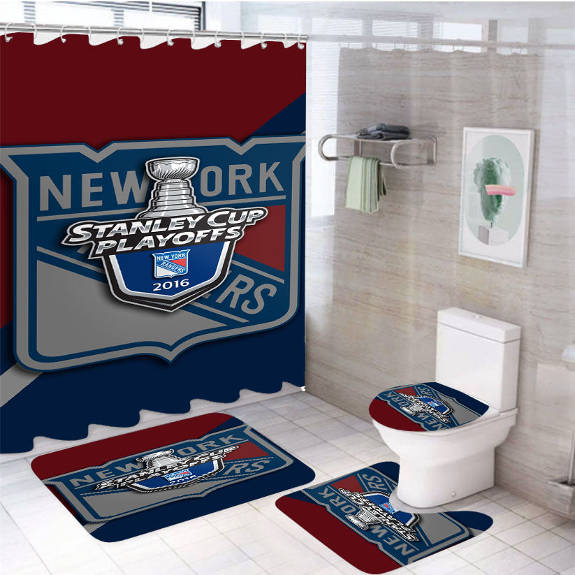 Ny Rangers 2016 Playoffs 4Pcs Bathroom Set Shower Curtain