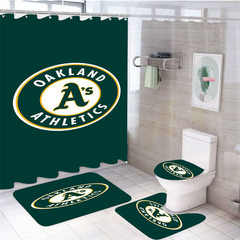 Oakland Athletics Nfl 4Pcs Bathroom Set Shower Curtain