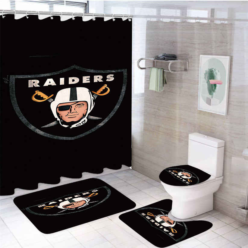 Oakland Raiders 2 4Pcs Bathroom Set Shower Curtain