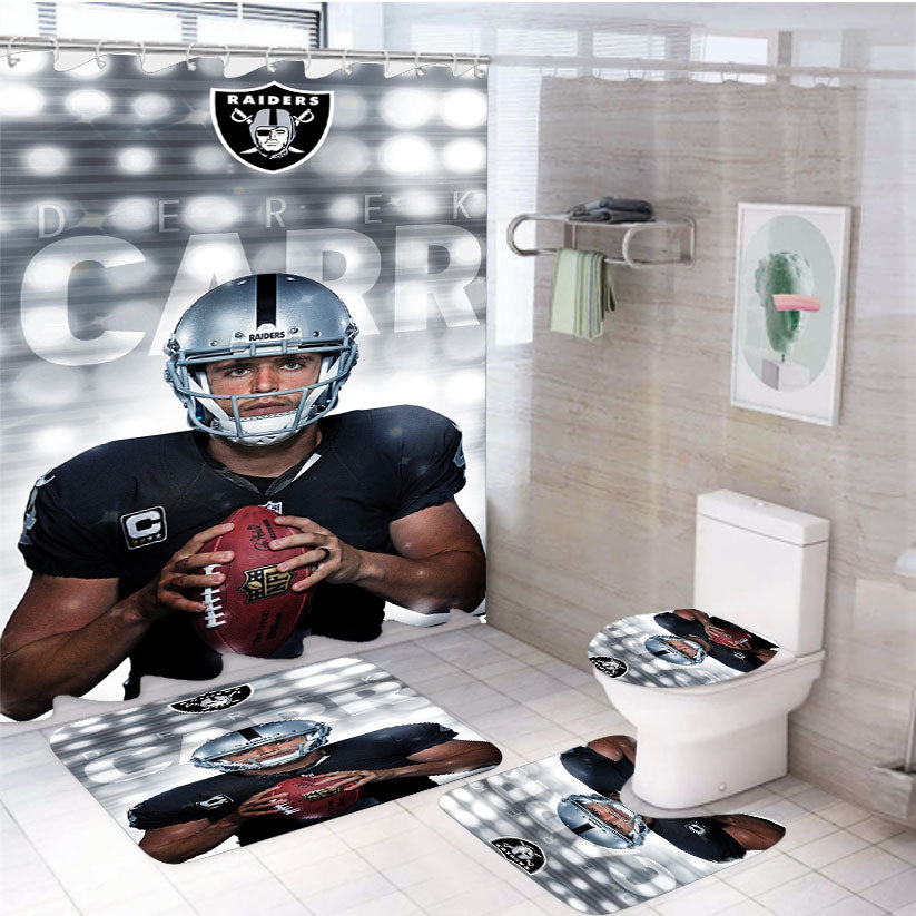 Oakland Raiders Derek Carr 4Pcs Bathroom Set Shower Curtain