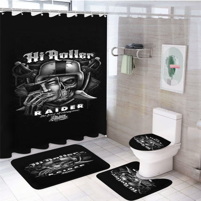 Oakland Raiders Face Of Champions 4Pcs Bathroom Set Shower Curtain